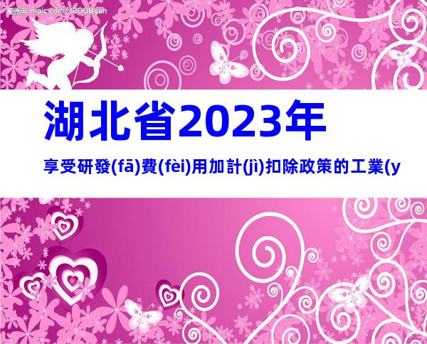 湖北省2023年享受研發(fā)費(fèi)用加計(jì)扣除政策的工業(yè)母機(jī)企業(yè)清單申報(bào)要求、時(shí)間